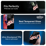 Floral Black Band Glass Case For Motorola Edge 30