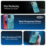 Blue Golden Glitter Glass Case for Motorola G84 5G
