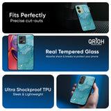 Blue Golden Glitter Glass Case for Motorola Edge 40