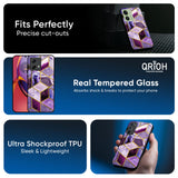 Purple Rhombus Marble Glass Case for Motorola Edge 40 Neo