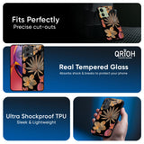 Lines Pattern Flowers Glass Case for Motorola G84 5G