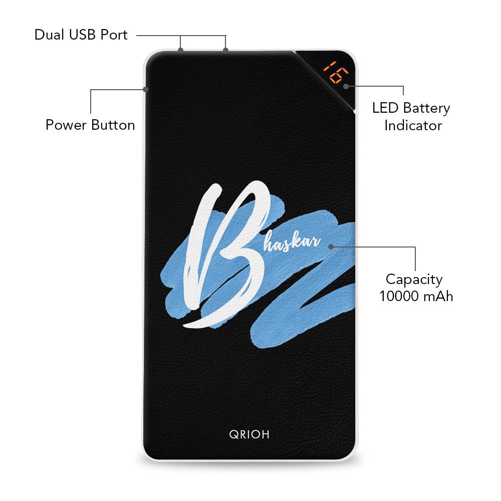 Bold Black Customized Power Bank