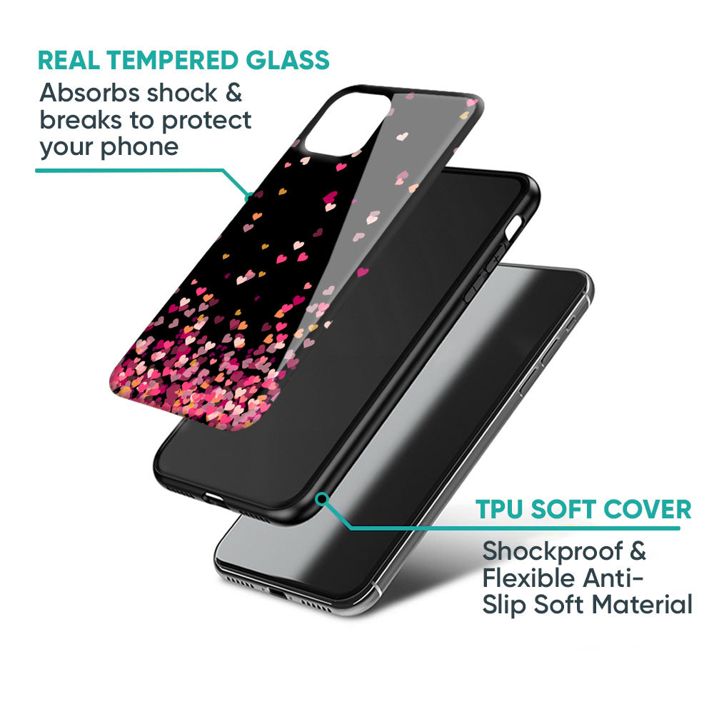 Heart Rain Fall Glass Case For Samsung Galaxy S21