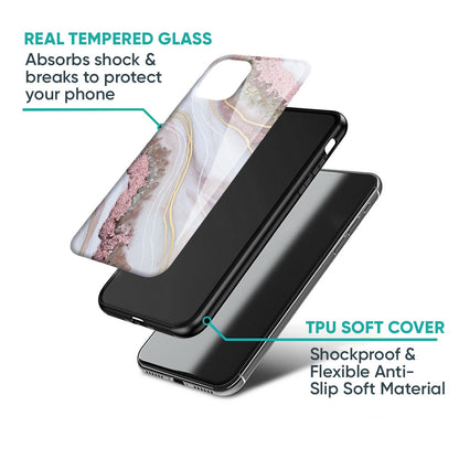 Pink & Gold Gllitter Marble Glass Case for OnePlus Nord