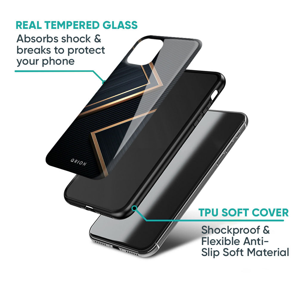 Sleek Golden & Navy Glass Case for Poco F5 5G