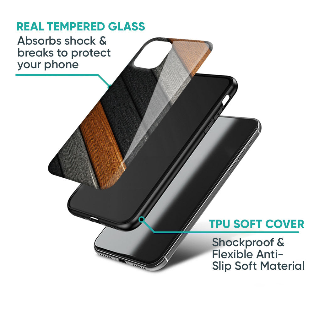 Tri Color Wood Glass Case for iPhone XS Max