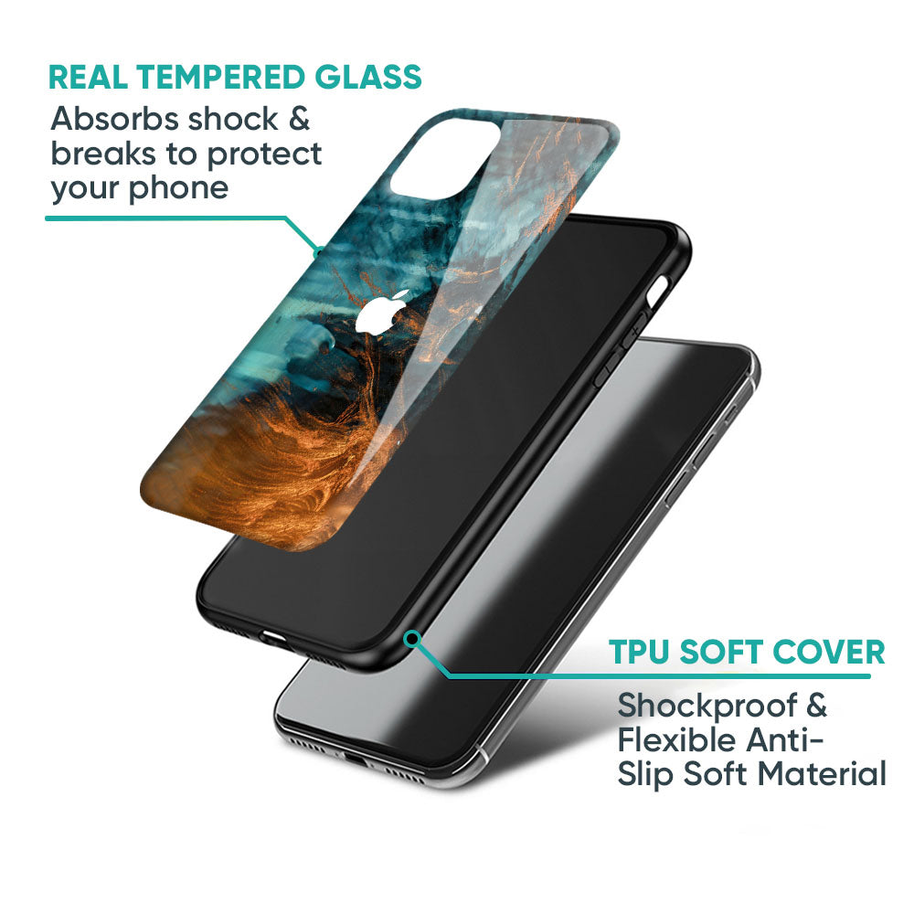 Golden Splash Glass Case for iPhone 14 Plus