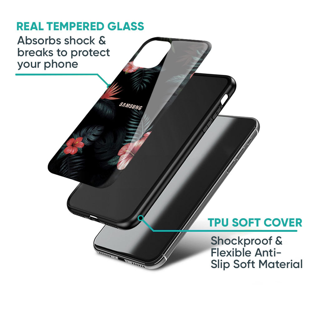 Tropical Art Flower Glass Case for Samsung Galaxy F41