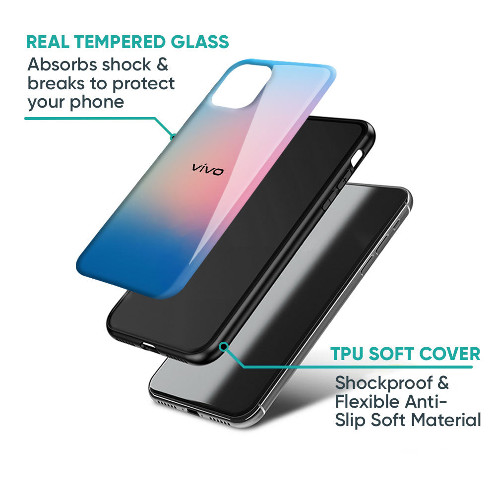 Blue & Pink Ombre Glass case for Vivo X50 Pro