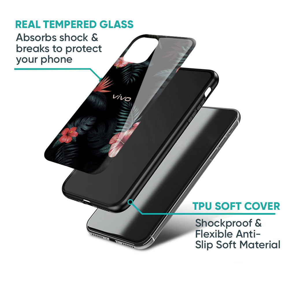 Tropical Art Flower Glass Case for Vivo X50 Pro