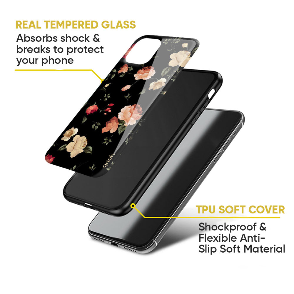 Black Spring Floral Glass Case for Nothing Phone 2