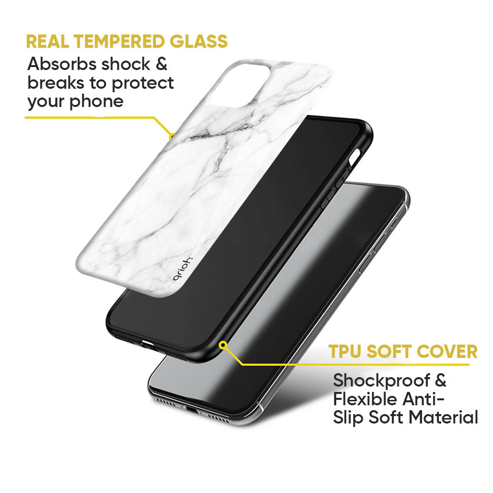Modern White Marble Glass case for Nothing Phone 2