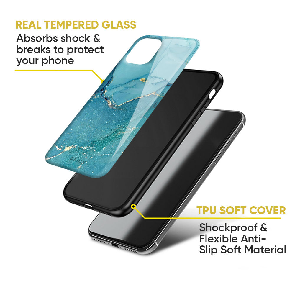 Blue Golden Glitter Glass Case for Nothing Phone 2