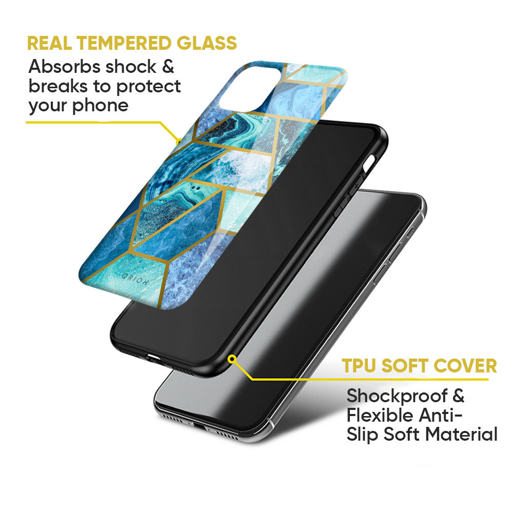 Turquoise Geometrical Marble Glass Case for Nothing Phone 2