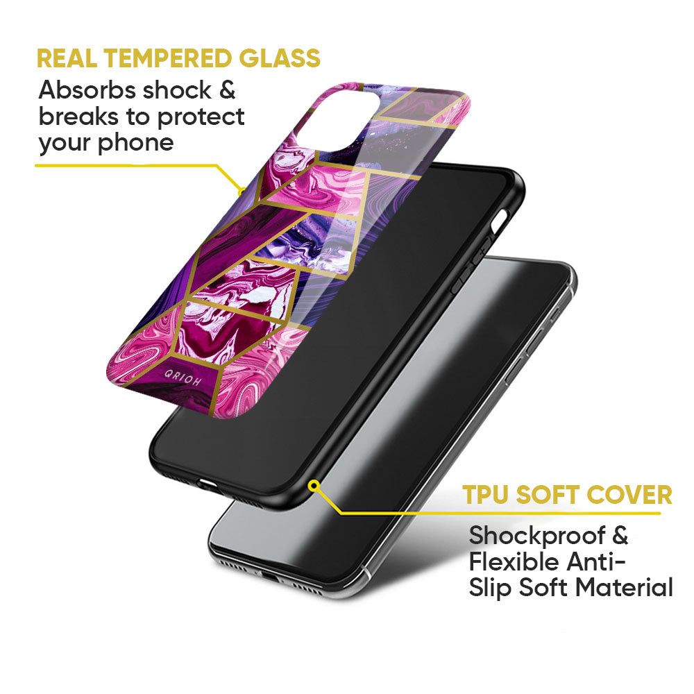 Electroplated Geometric Marble Glass Case for Nothing Phone 2