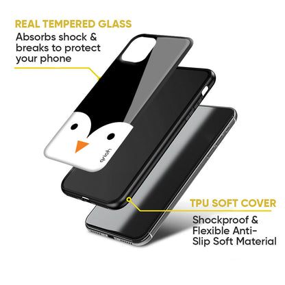 Cute Penguin Glass Case for Poco X5 Pro 5G