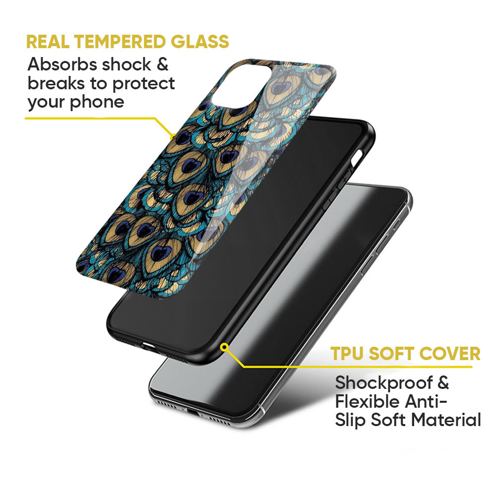 Peacock Feathers Glass case for Redmi Note 12 5G