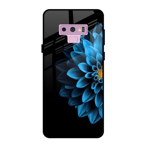 Half Blue Flower Samsung Galaxy Note 9 Glass Back Cover Online