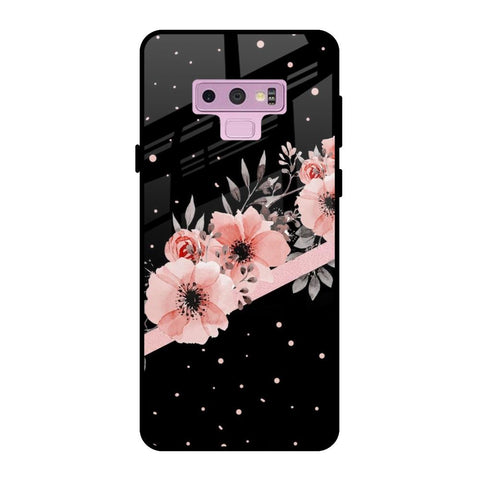 Floral Black Band Samsung Galaxy Note 9 Glass Back Cover Online