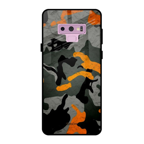 Camouflage Orange Samsung Galaxy Note 9 Glass Back Cover Online