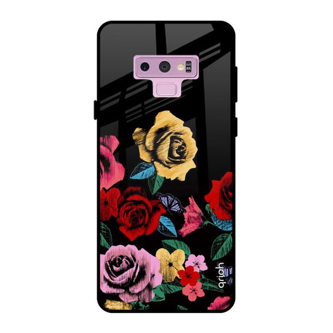 Floral Decorative Samsung Galaxy Note 9 Glass Back Cover Online