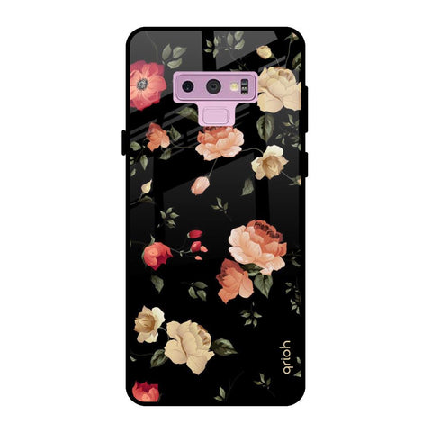 Black Spring Floral Samsung Galaxy Note 9 Glass Back Cover Online