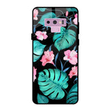 Tropical Leaves & Pink Flowers Samsung Galaxy Note 9 Glass Back Cover Online