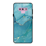 Blue Golden Glitter Samsung Galaxy Note 9 Glass Back Cover Online