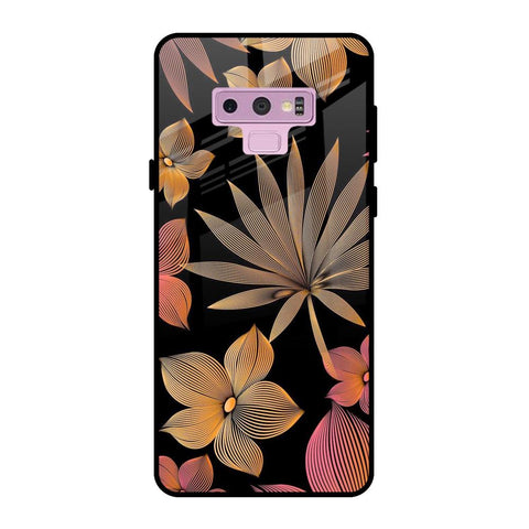 Lines Pattern Flowers Samsung Galaxy Note 9 Glass Back Cover Online