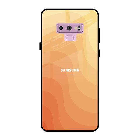 Orange Curve Pattern Samsung Galaxy Note 9 Glass Back Cover Online