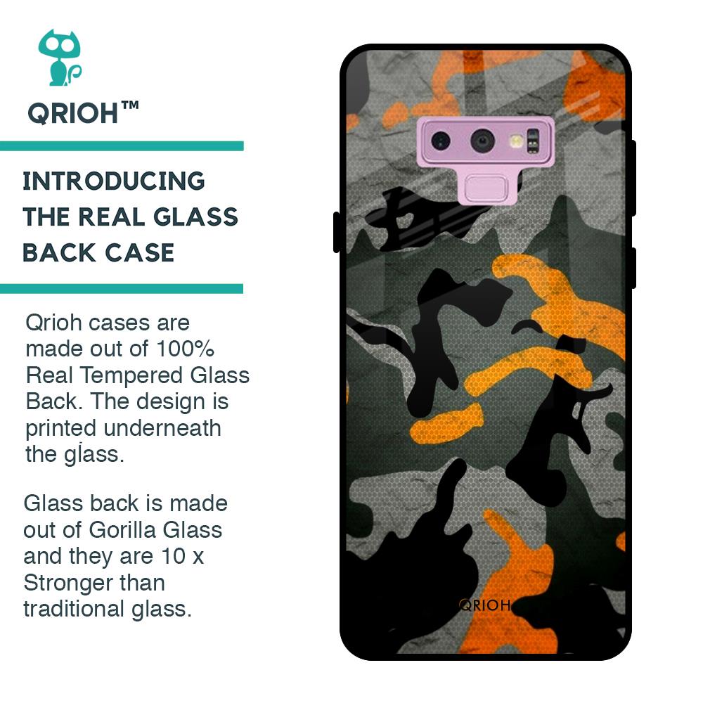 Camouflage Orange Glass Case For Samsung Galaxy Note 9