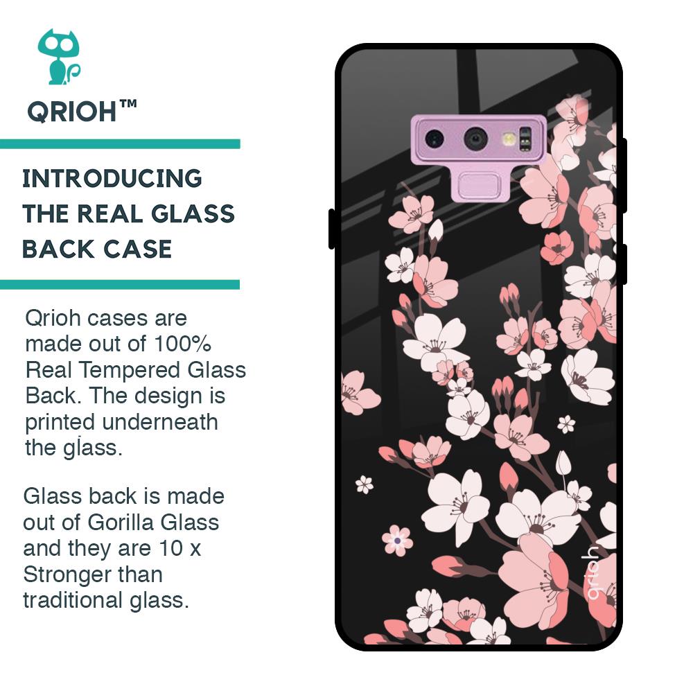 Black Cherry Blossom Glass Case for Samsung Galaxy Note 9