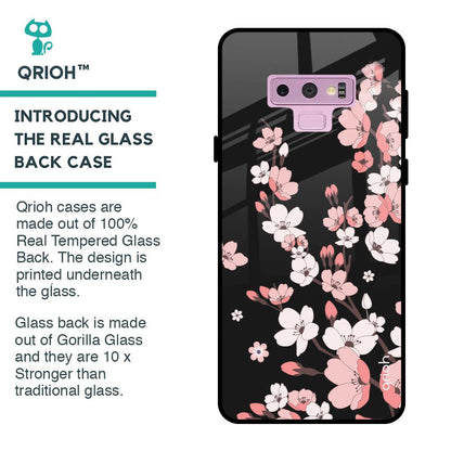 Black Cherry Blossom Glass Case for Samsung Galaxy Note 9