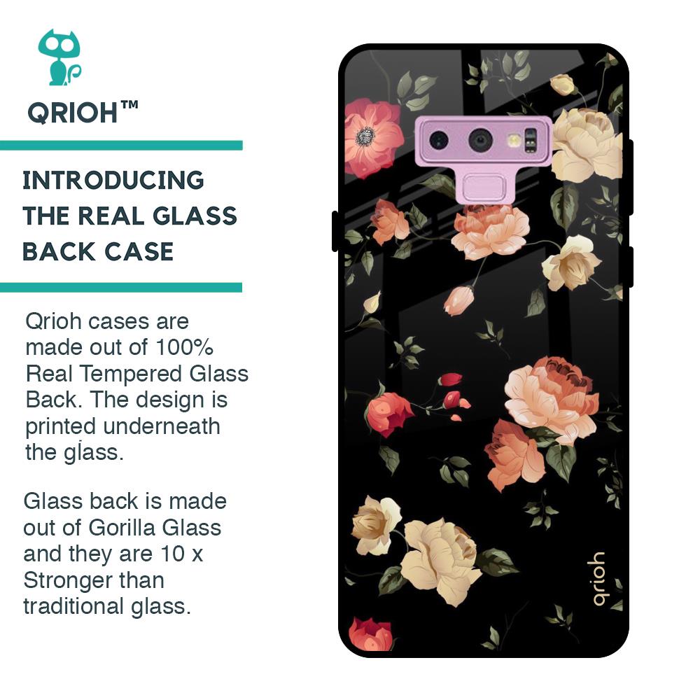 Black Spring Floral Glass Case for Samsung Galaxy Note 9