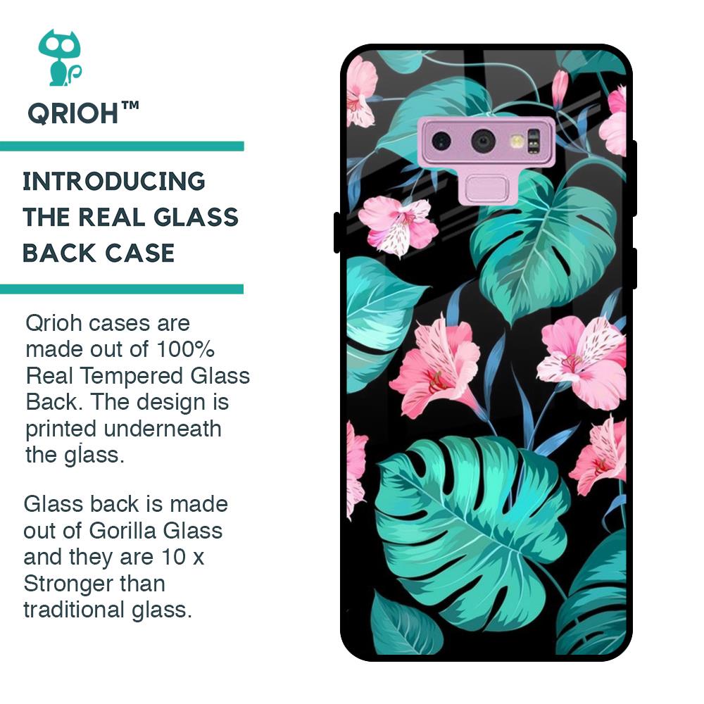 Tropical Leaves & Pink Flowers Glass case for Samsung Galaxy Note 9