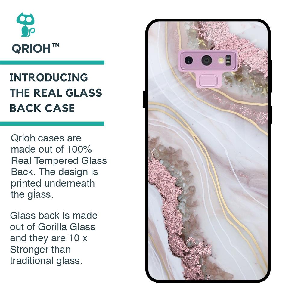 Pink & Gold Gllitter Marble Glass Case for Samsung Galaxy Note 9