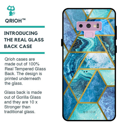 Turquoise Geometrical Marble Glass Case for Samsung Galaxy Note 9