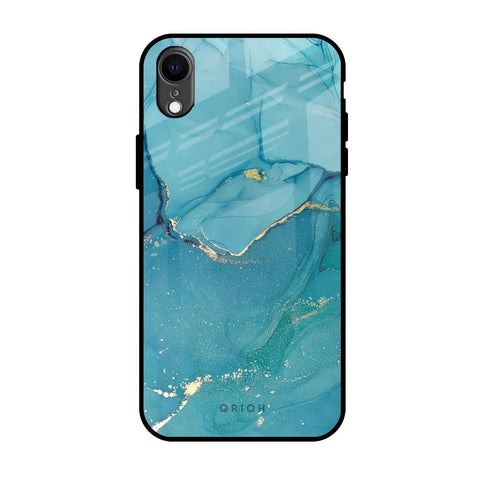 Blue Golden Glitter iPhone XR Glass Back Cover Online
