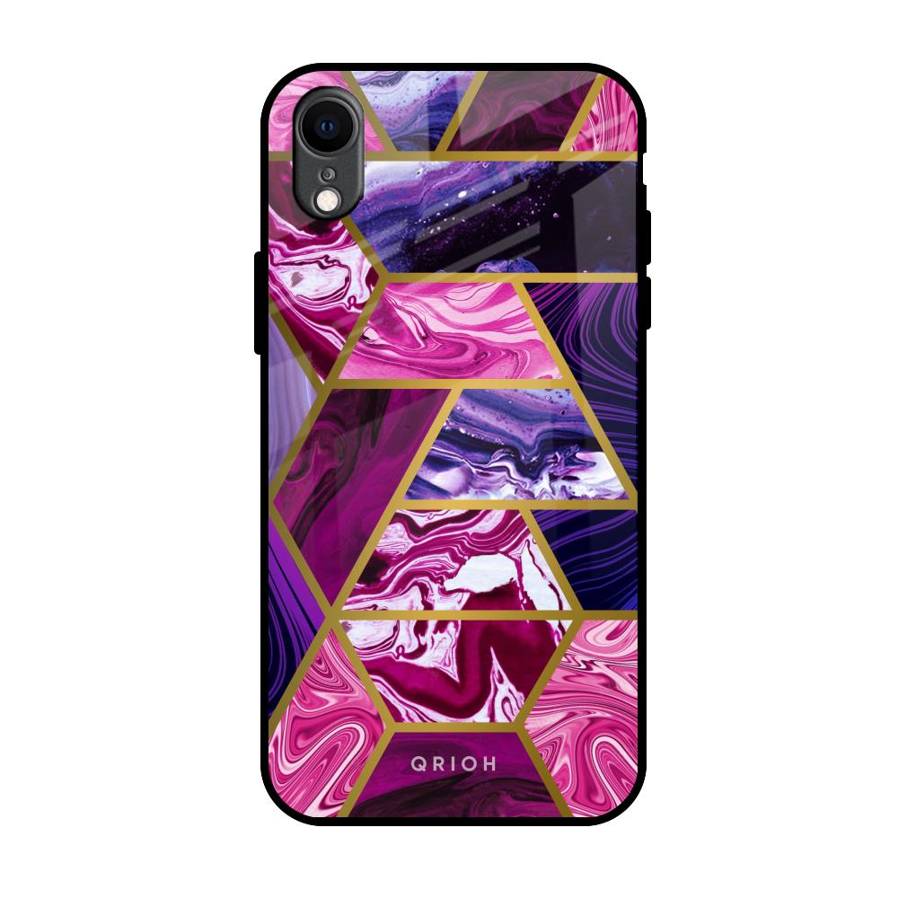 Electroplated Geometric Marble iPhone XR Glass Back Cover Online