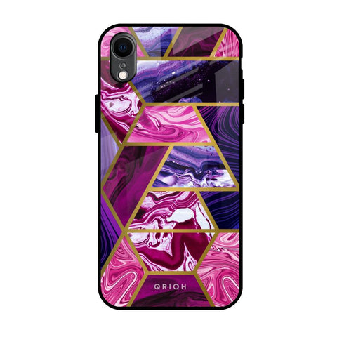 Electroplated Geometric Marble iPhone XR Glass Back Cover Online