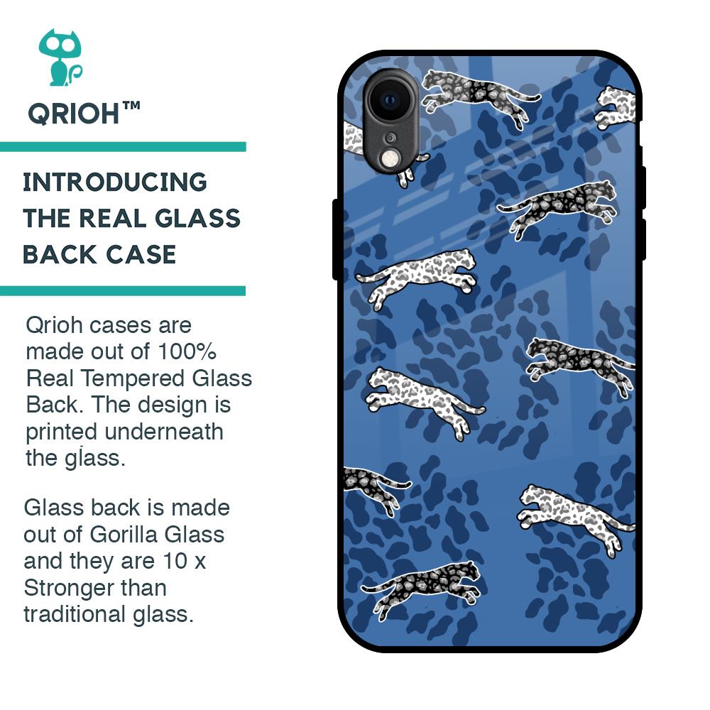 Blue Cheetah Glass Case for iPhone XR