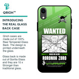 Zoro Wanted Glass Case for iPhone XR