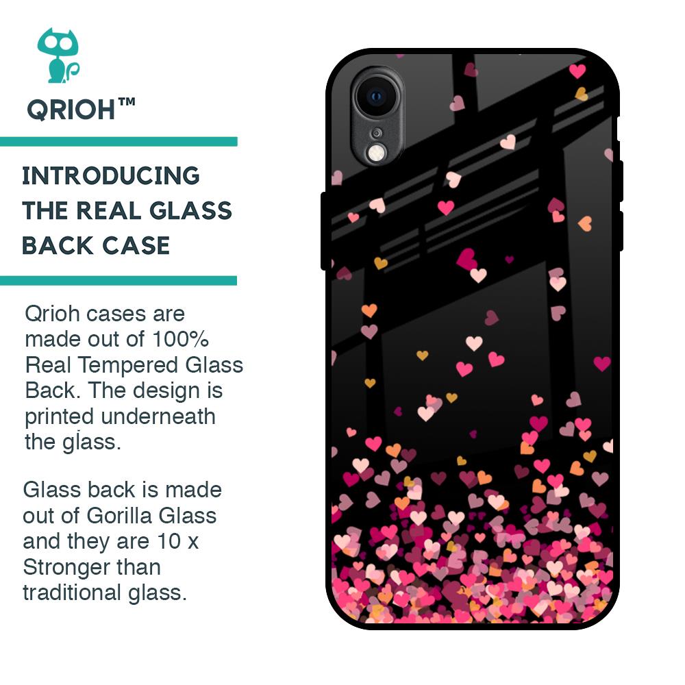 Heart Rain Fall Glass Case For iPhone XR