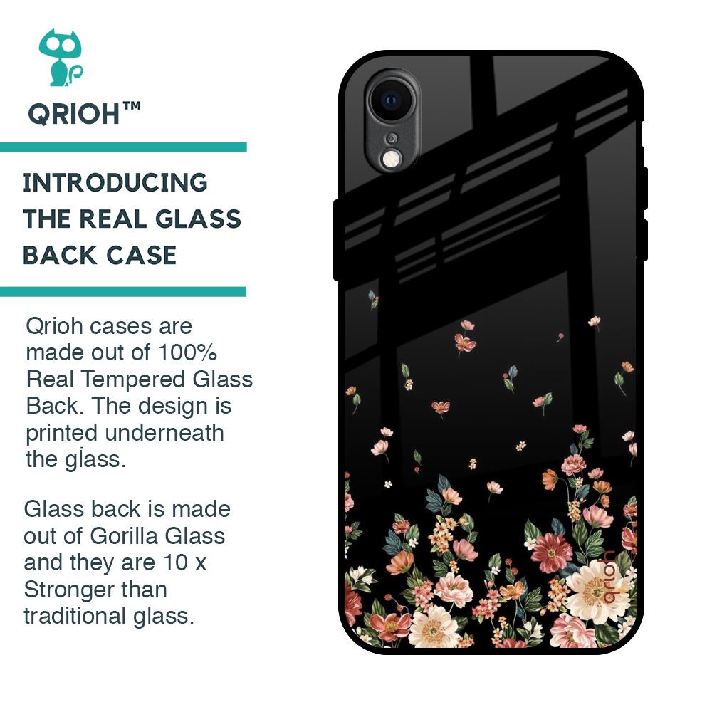 Floating Floral Print Glass Case for iPhone XR