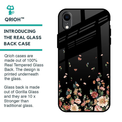 Floating Floral Print Glass Case for iPhone XR