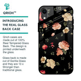 Black Spring Floral Glass Case for iPhone XR