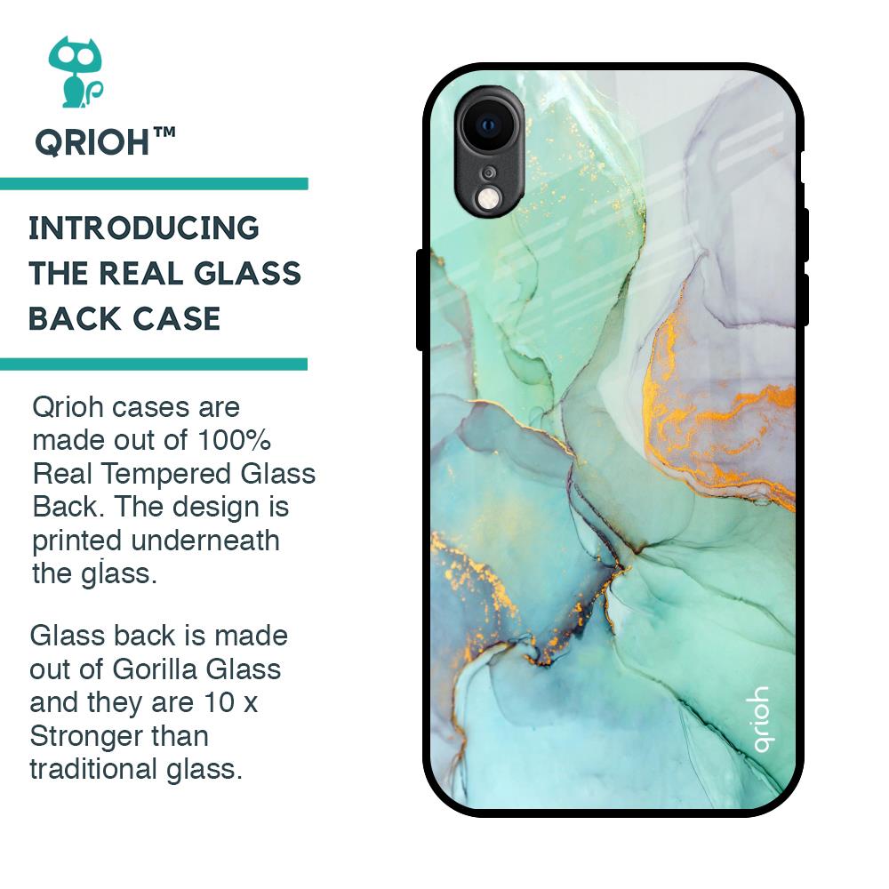 Green Marble Glass Case for iPhone XR