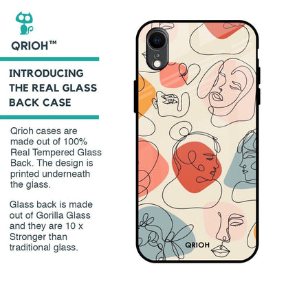 Abstract Faces Glass Case for iPhone XR
