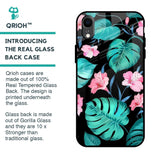 Tropical Leaves & Pink Flowers Glass Case for iPhone XR