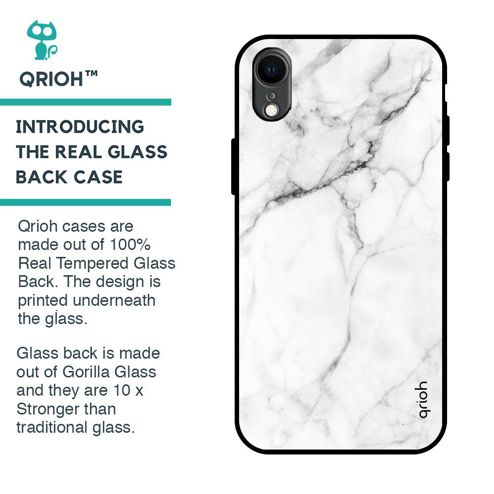 Modern White Marble Glass Case for iPhone XR